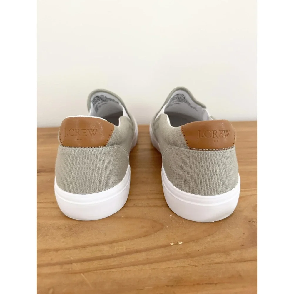 J. Crew Men's‎ Canvas Slip On Casual Sneakers Khaki Tan Size